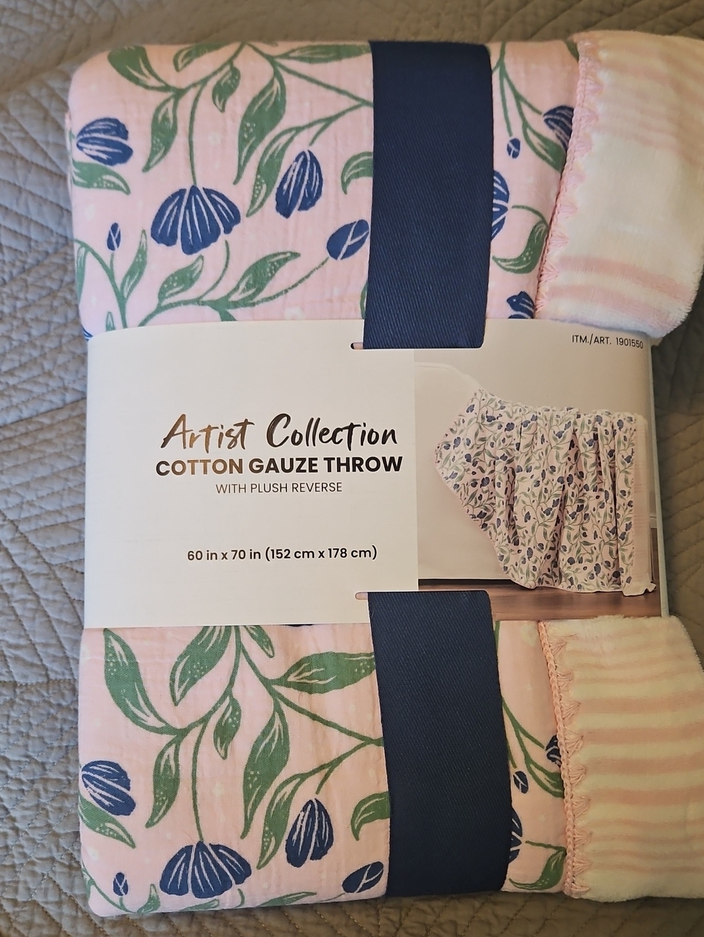 Artist Collection Cotton Gauze Throw - Pink Floral